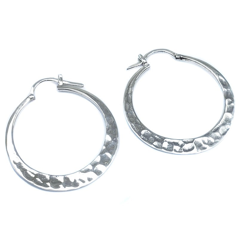 Hammered Sterling Silver Hoop Earrings