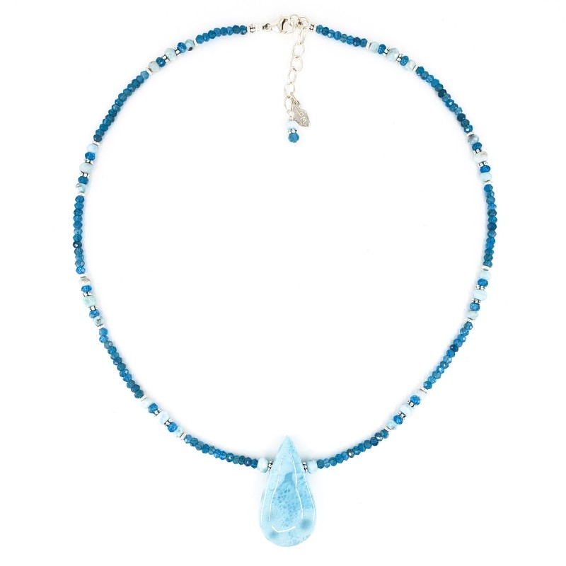 Larimar, Apatite & Sterling Silver Necklace