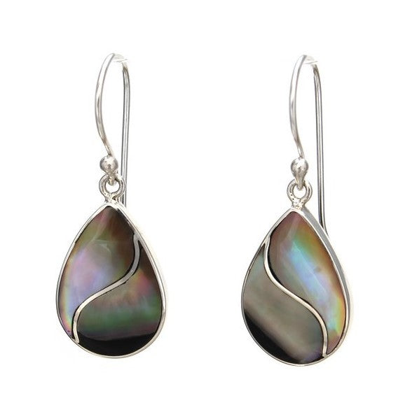 Fancy Small Sterling Silver & Sunset Shell Droplet Earrings