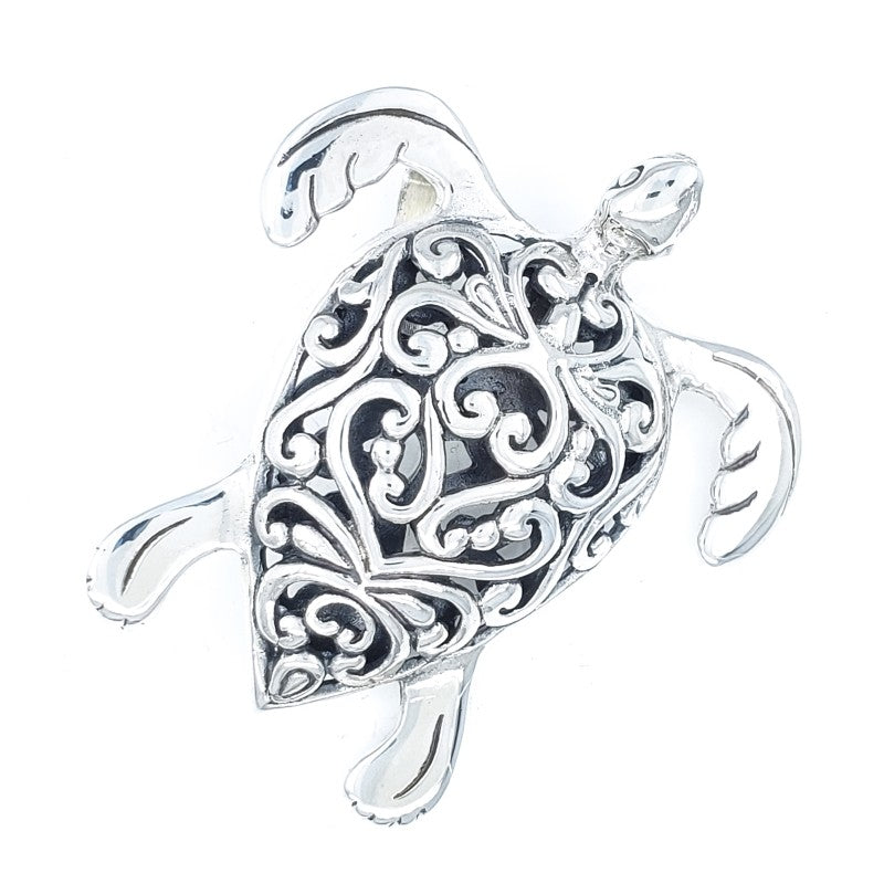 Filigreed Sterling Silver Turtle Pendant