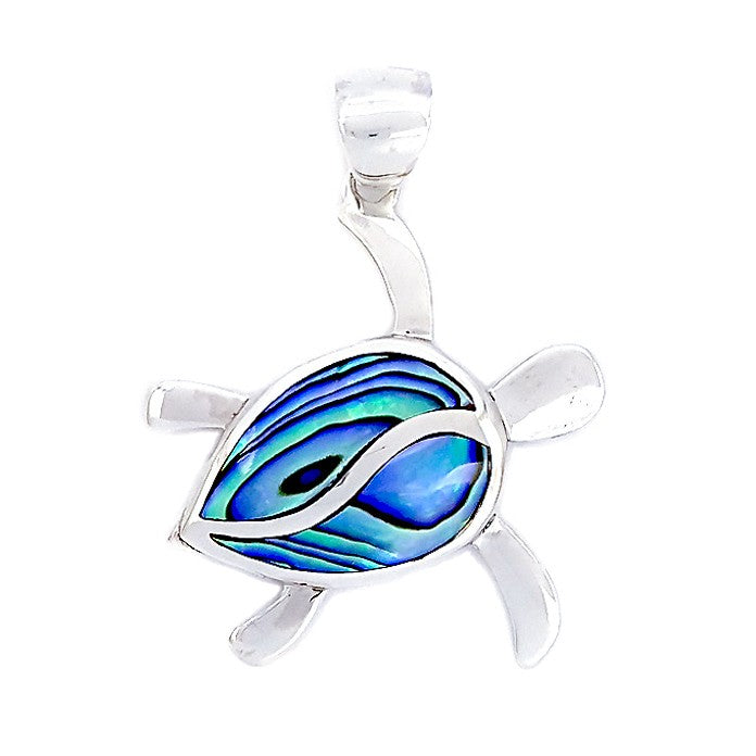 Petroglyph Turtle Pendant with Abalone Shell & Sterling Silver