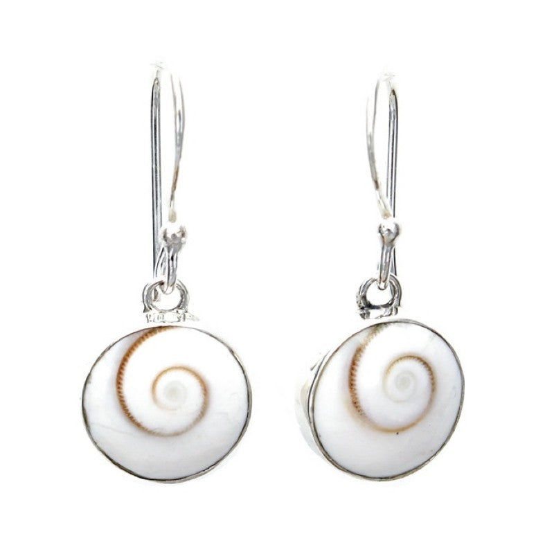 Small Round Cat’s Eye Shell & Sterling Silver Earrings