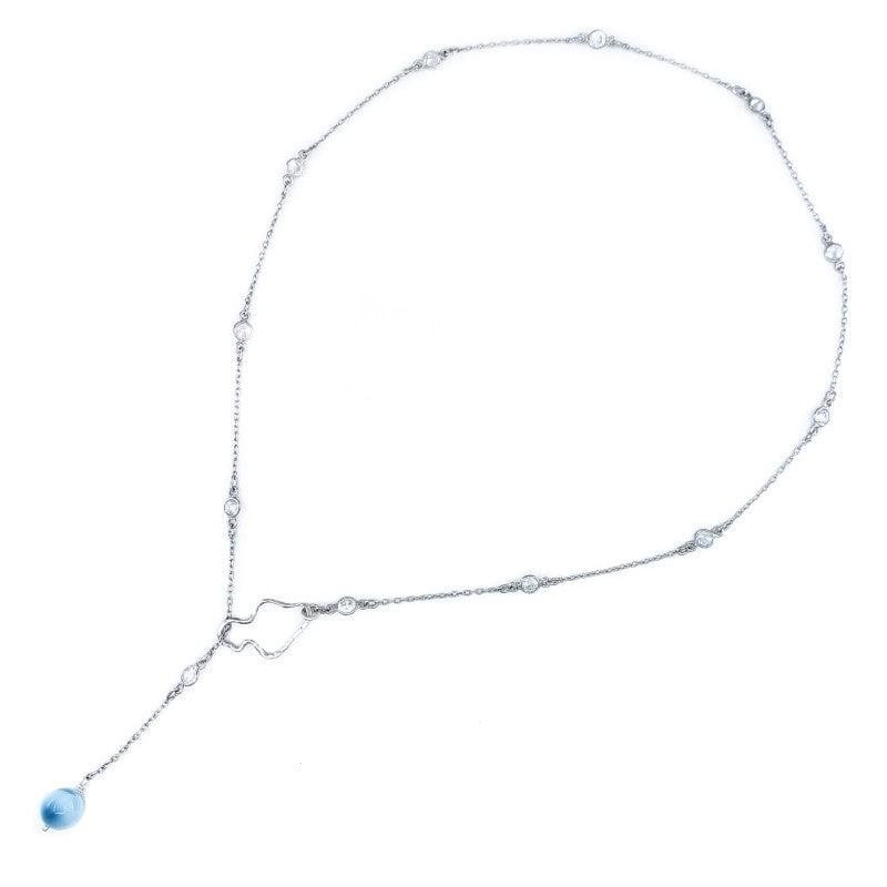 Sterling Silver Maui Lariat Necklace with Larimar Bead