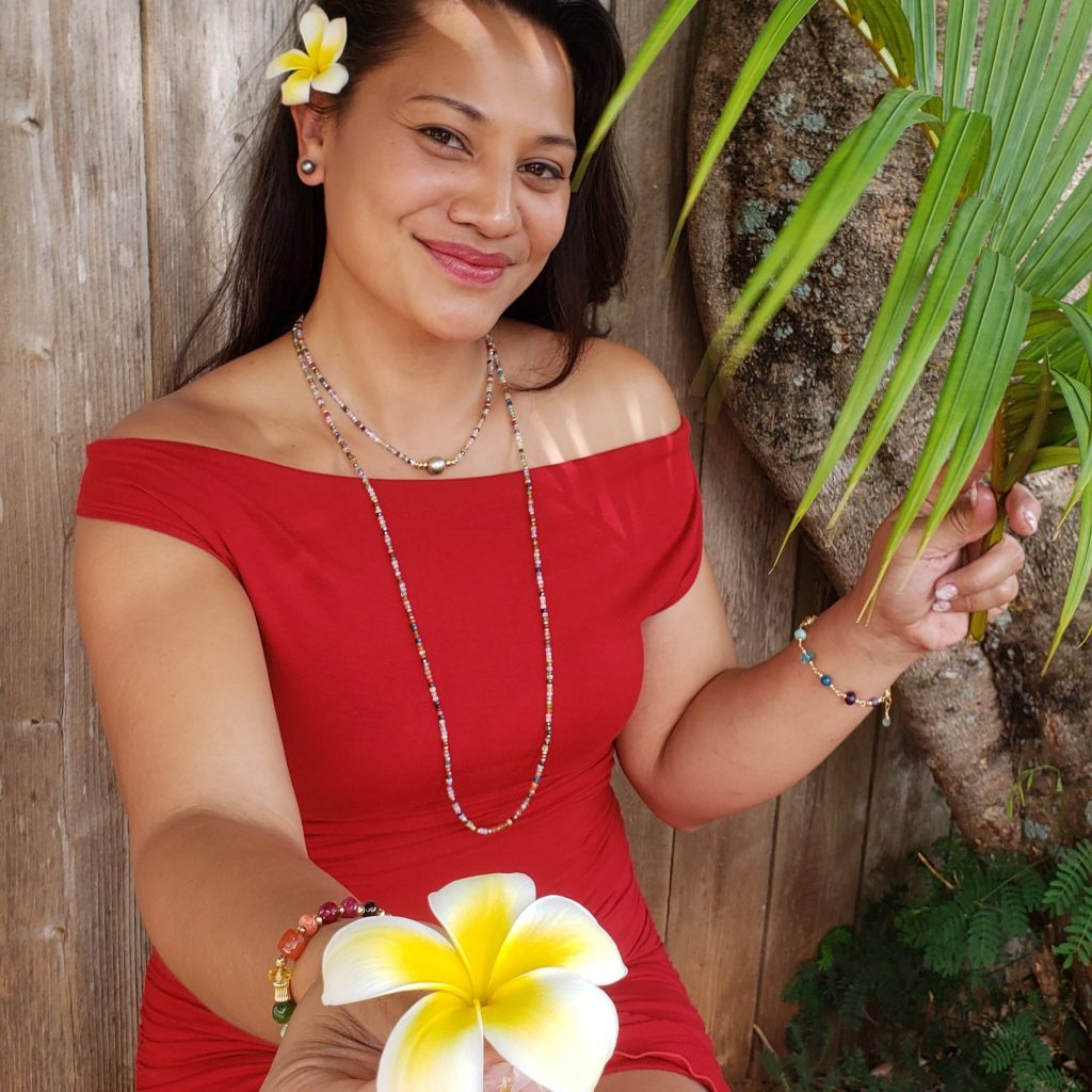 Long Multi Gemstone Necklace with Tahitian Pearl