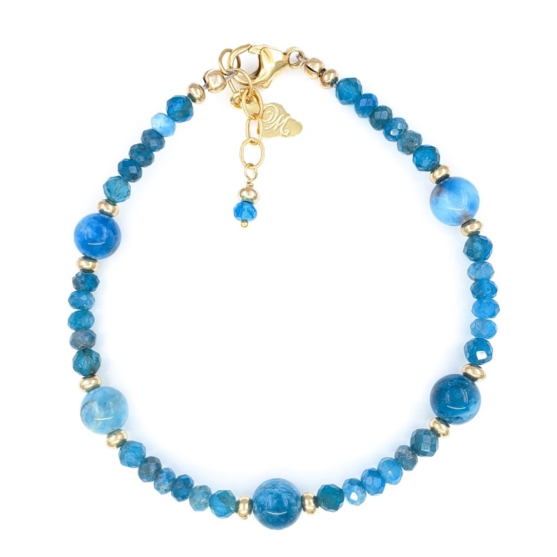 Apatite Bracelet with Gold Beads