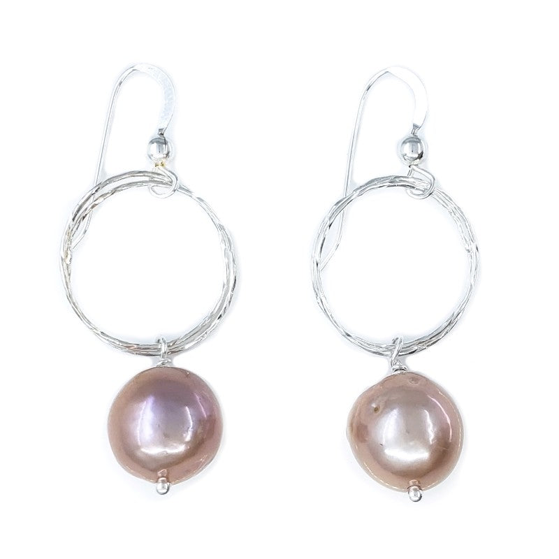 10mm Pink Edison Pearl & Sterling Silver Earrings
