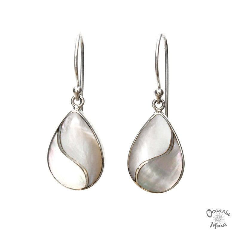 Fancy Small White Mother of Pearl Earrings