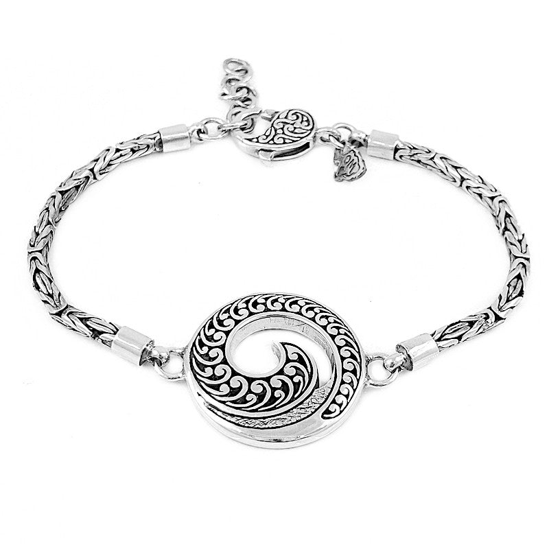 Ornate Sterling Silver Wave Bracelet