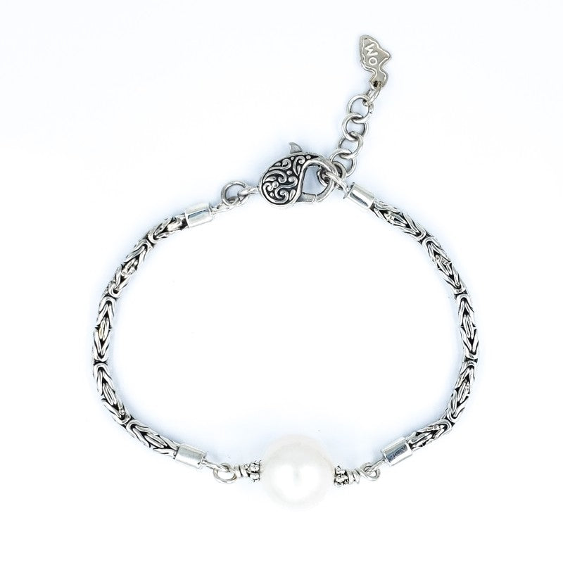 Handmade Sterling Silver Bracelet with White Edison Pearl