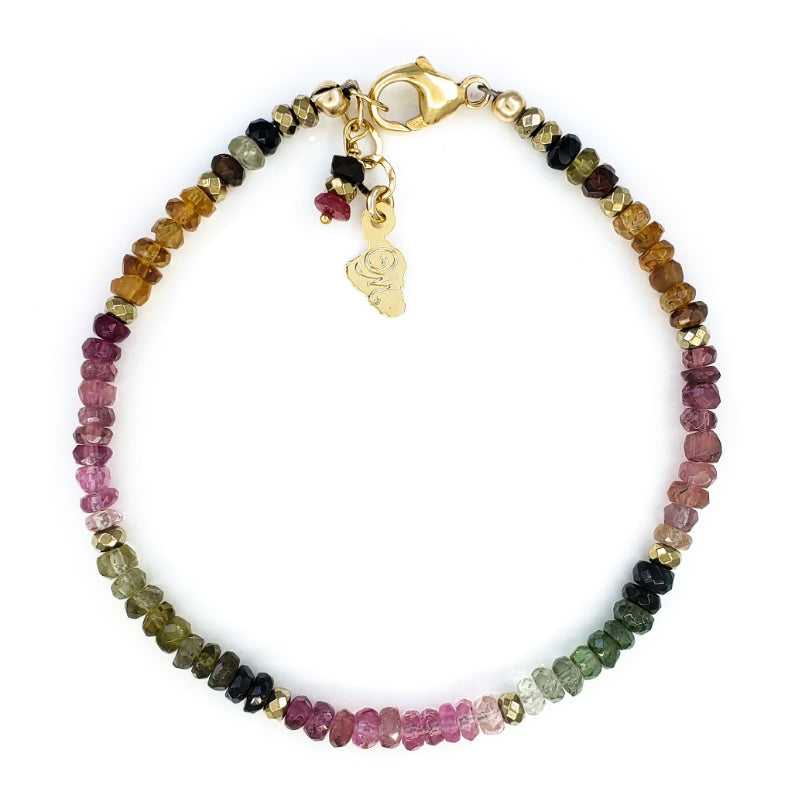 Watermelon Tourmaline Gold Bracelet