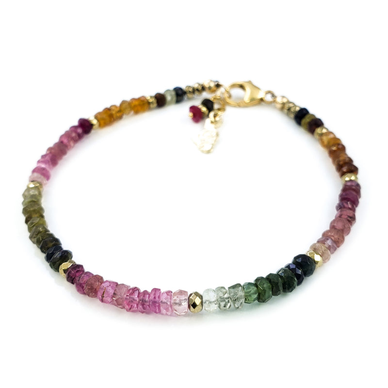 Watermelon Tourmaline Gold Bracelet