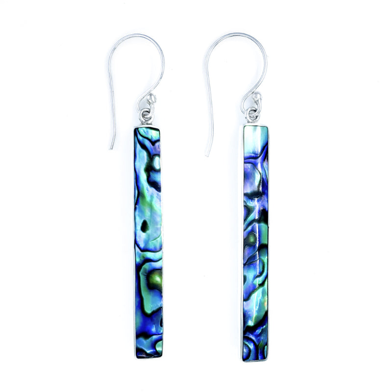 Sterling Silver & Abalone Bar Earrings