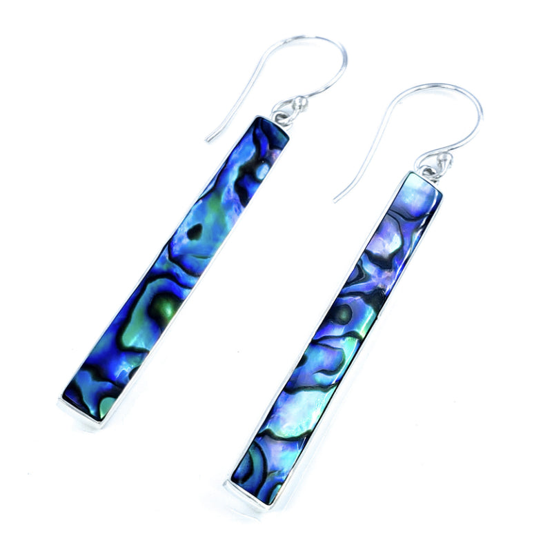 Sterling Silver & Abalone Bar Earrings