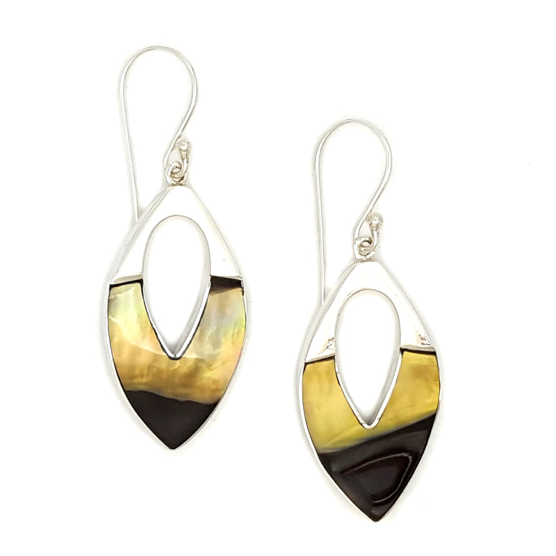 Sterling Silver & Black Lip Shell Earrings