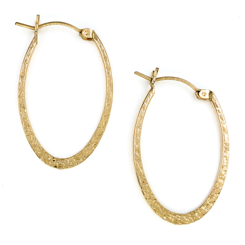 Textured Oval 14k Gold Filled Hoop Earrings