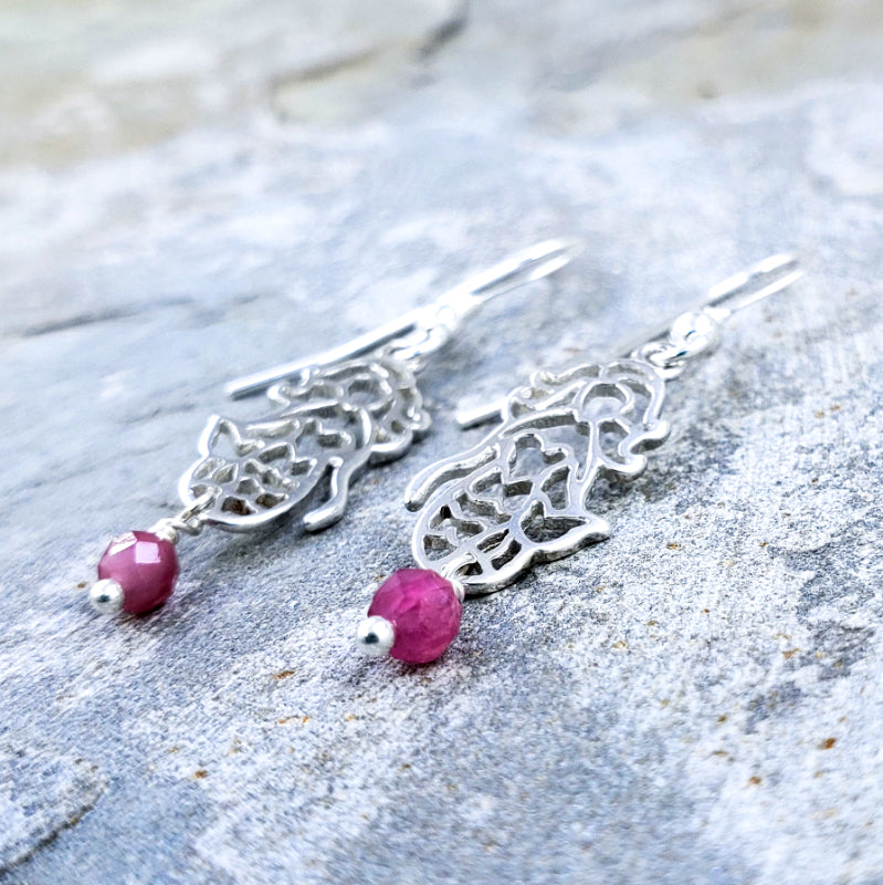 Honolua Earrings – Sterling Silver Mermaids with Pink Tourmaline