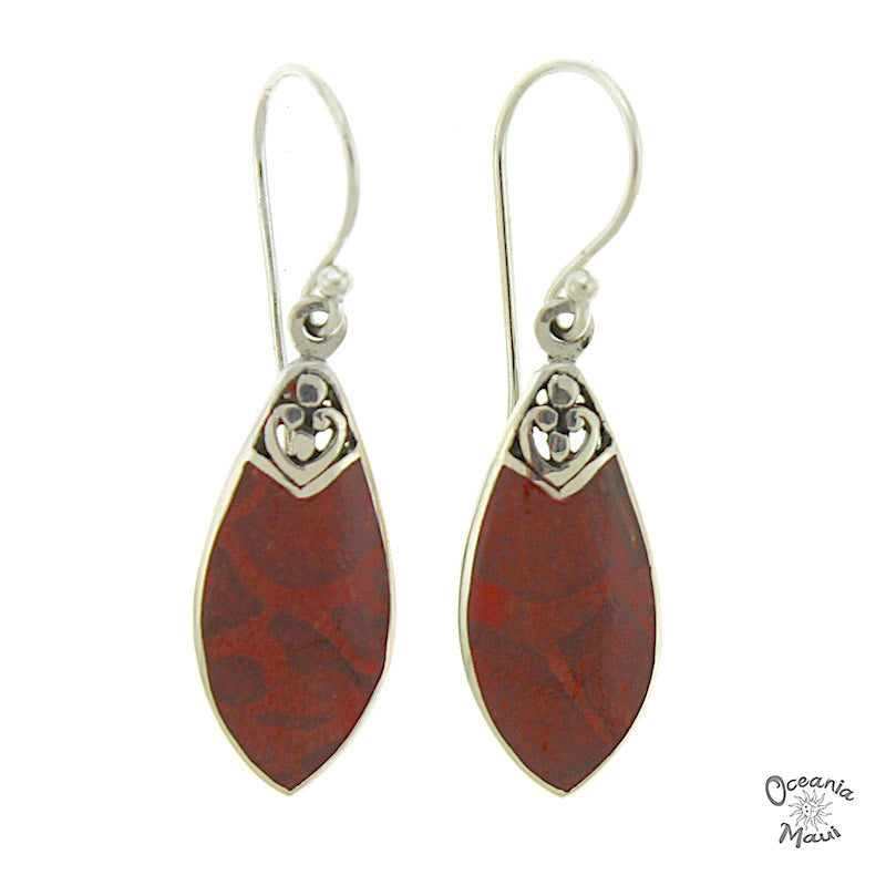 Sterling Silver & Red Coral Earrings