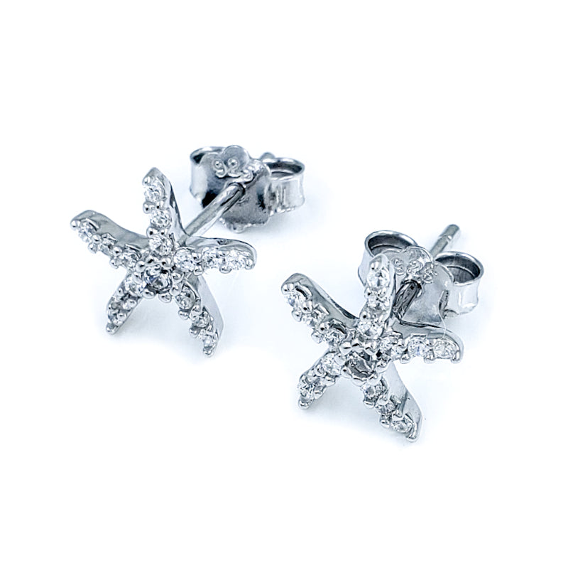 Sterling Silver & Cubic Zirconia Starfish Earrings