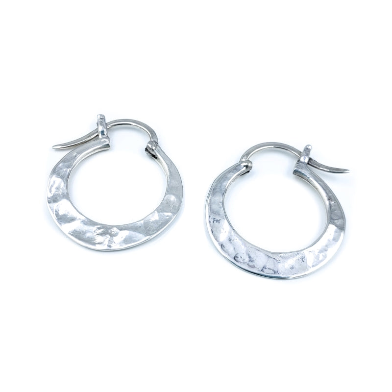 Hammered Sterling Silver Hoop Earrings