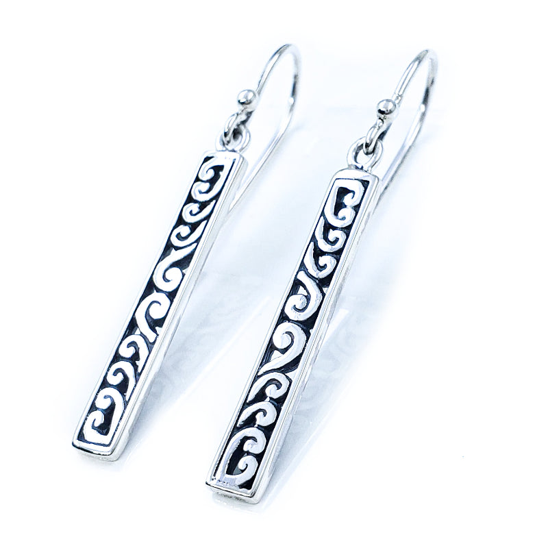 Filigreed Sterling Silver Bar Earrings