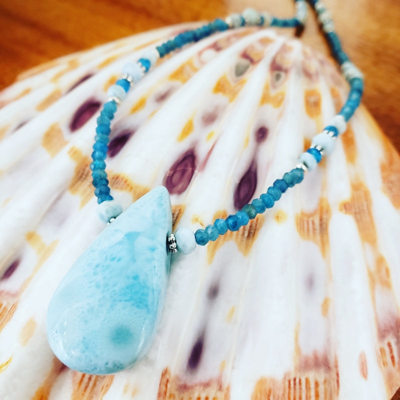 Larimar, Apatite & Sterling Silver Necklace