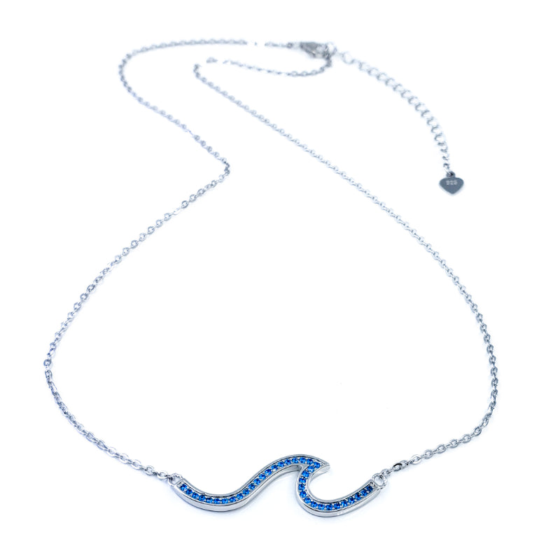 Sterling Silver & Blue Topaz Wave Necklace