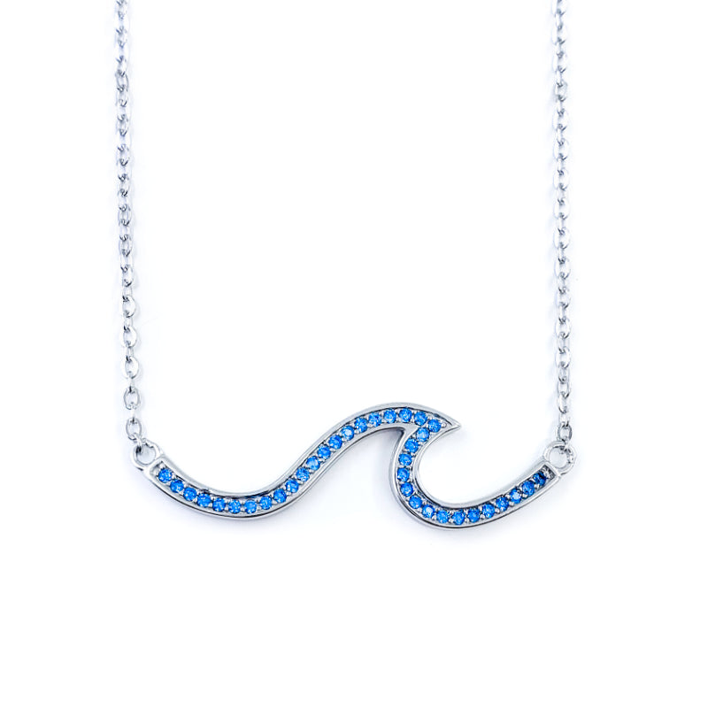 Sterling Silver & Blue Topaz Wave Necklace