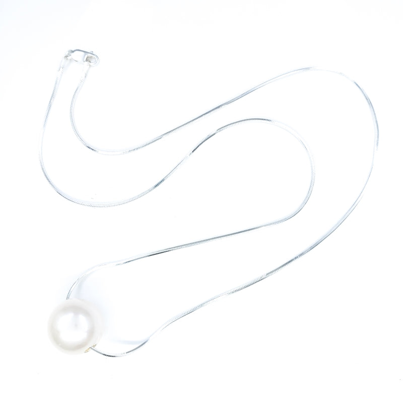 12mm Single White Edison Pearl Solitaire Necklace