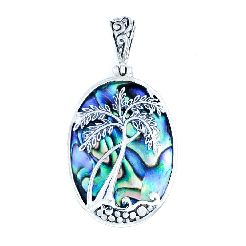 Sterling Silver & Abalone Palm Tree Pendant