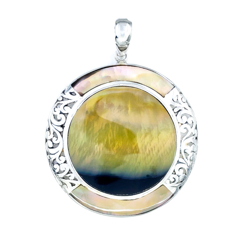 Sterling Silver & Sunset Shell Pendant