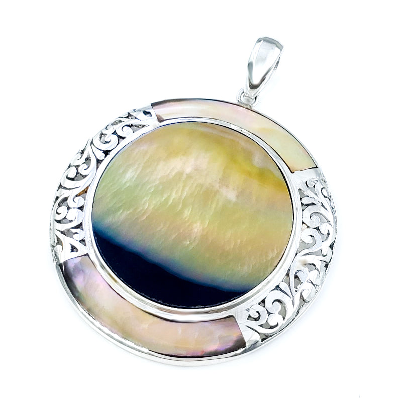 Sterling Silver & Sunset Shell Pendant