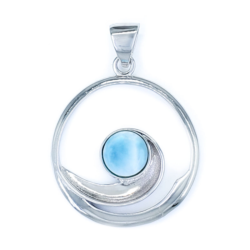 Sterling Silver Wave Pendant with Larimar